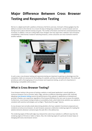 Major Difference Between Cross Browser Testing and Responsive Testing