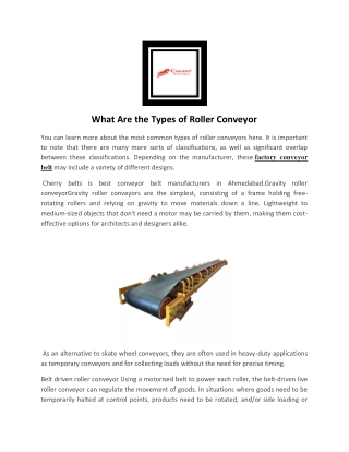 Roller Conveyor - Kashetter Group of Firms