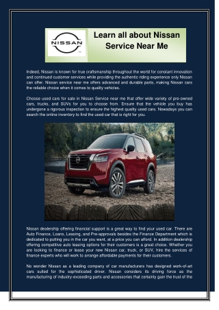 Learn all about Nissan Service Near Me