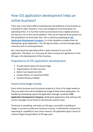 How iOS application development helps an online business