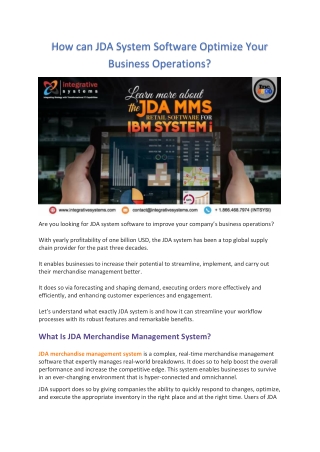 How can JDA System Software Optimize Your Business Operations