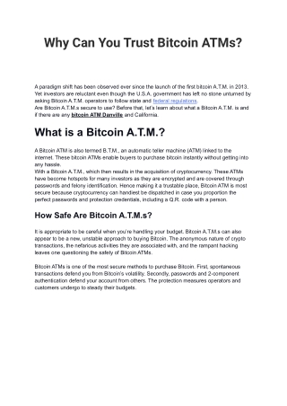 Why Can You Trust Bitcoin ATMs?