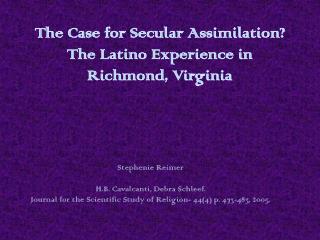 The Case for Secular Assimilation? The Latino Experience in Richmond, Virginia