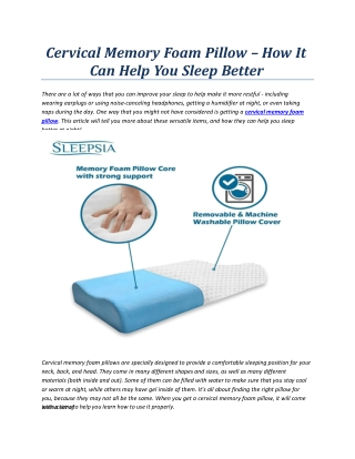 Cervical Memory Foam Pillow – How It Can Help You Sleep Better