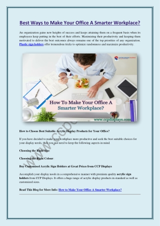 Best Ways To Make Your Office A Smarter Workplace