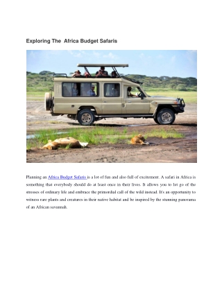 Exploring The  Africa Budget Safaris