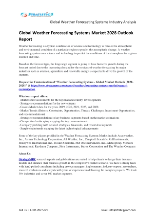 Global Weather Forecasting Systems Industry Forecasts Report Analysis