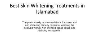 Best Skin Whitening Treatments in Islamabad