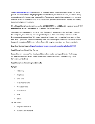 Vocal Biomarkers Market