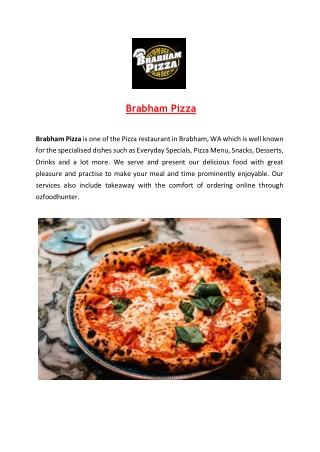 Brabham Pizza Restaurant Takeaway Menu, WA - $5 off