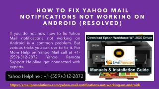 How to Fix Yahoo Mail Notifications Not Working On Android-  1-(559)-312-2872 Yahoo Remote Support Helpline