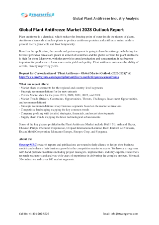 Global Plant Antifreeze Industry Report Key Players Analysis