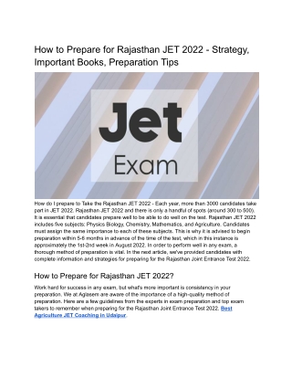 How to Prepare for Rajasthan JET 2022 - Strategy, Important Books, Preparation Tips