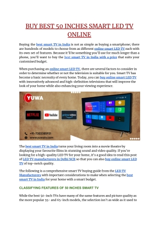BUY BEST 50 INCHES SMART LED TV ONLINE