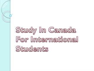 Study In Canada For International Students