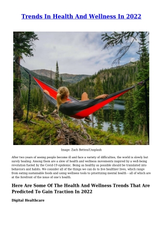 Trends In Health And Wellness In 2022