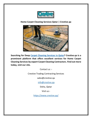 Home Carpet Cleaning Services Qatar | Crestive.qa