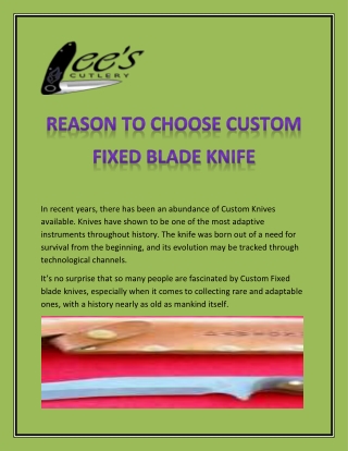 Reason to choose custom fixed blade knife