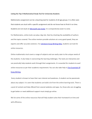 Listing the Top 5 Mathematical Study Tool for University Students