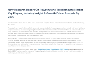 New Research Report On Polyethylene Terephthalate Market Key Players