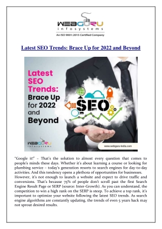 Latest SEO Trends Brace Up for 2022 and Beyond