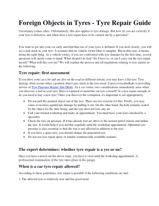 Foreign Objects in Tyres