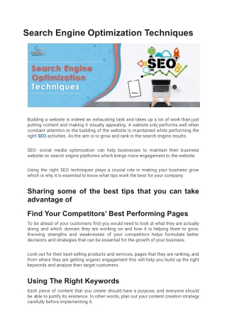 Search Engine Techniques