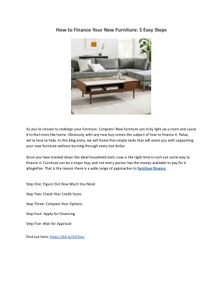 How to Finance Your New Furniture: 5 Easy Steps