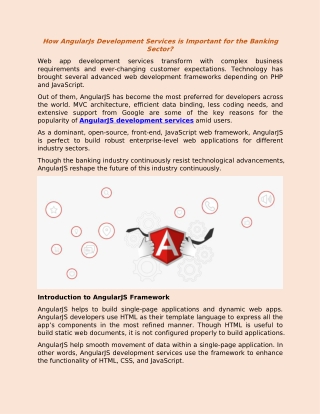 How AngularJs Development Services is Important for the Banking Sector