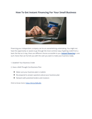 How To Get Instant Financing For Your Small Business