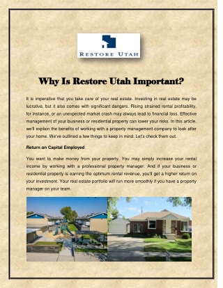 Why Is Restore Utah Important