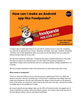 How can I make an Android app like Foodpanda