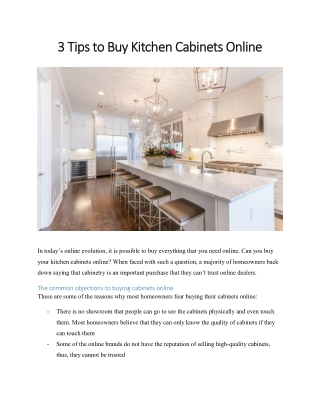 3 Tips to Buy Kitchen Cabinets Online