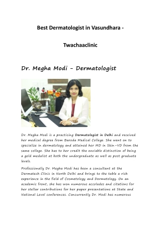 Best Dermatologist in Vasundhara - Twachaaclinic