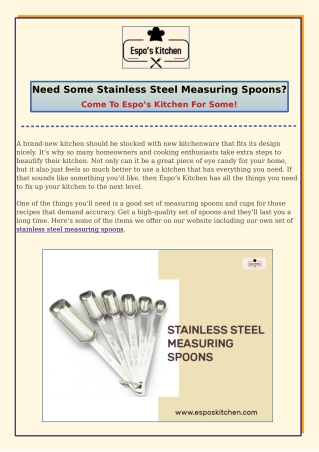Need Some Stainless Steel Measuring Spoons? Come To Espo’s Kitchen For Some!