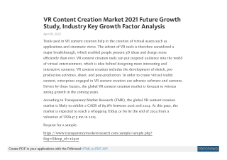 VR Content Creation Market | Global Analysis Report 2024