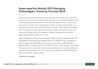 Supercapacitor Market | Future Growth Aspect Analysis to 2026
