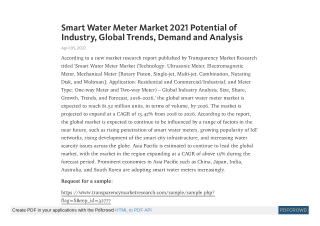 Smart Water Meter Market to be Worth US$ 76.9 Mn by 2026 | TMR