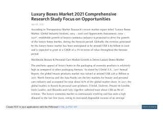 Luxury Boxes Market | Global Industry Report, 2027
