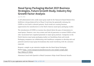 Nasal Spray Packaging Market to Expand at a CAGR of ~5.1%