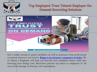 Top Employers Trust Talent2 Employer On-Demand Recruiting Solutions