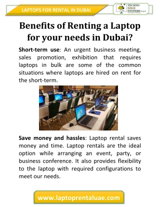 Benefits of Renting a Laptop for your needs in Dubai?