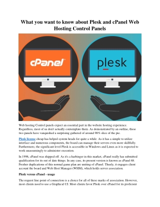 What you want to know about Plesk and cPanel Web Hosting Control Panels