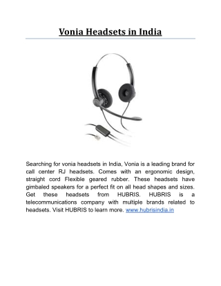 Vonia Headsets in India