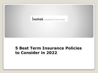 5 Best Term Insurance Policies to Consider in 2022
