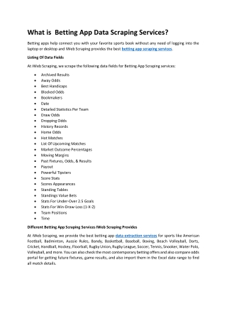 What is  Betting App Data Scraping Services?