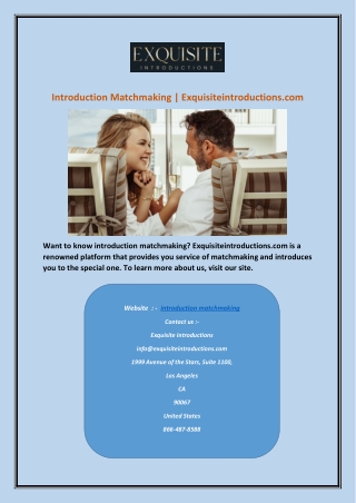 Introduction Matchmaking | Exquisiteintroductions.com