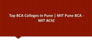 Top BCA Colleges in Pune | MIT Pune BCA - MIT ACSC