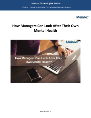 How Managers Can Look After Their Own Mental Health