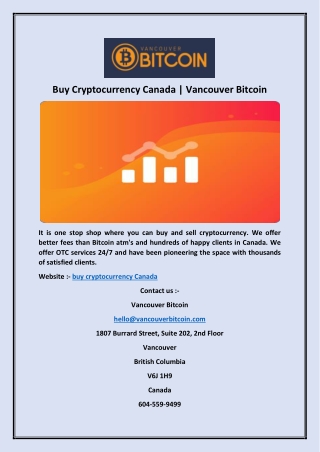 Buy Cryptocurrency Canada | Vancouver Bitcoin